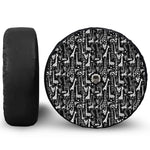 Black And White Cartoon Giraffe Print Tire Cover With Camera Hole