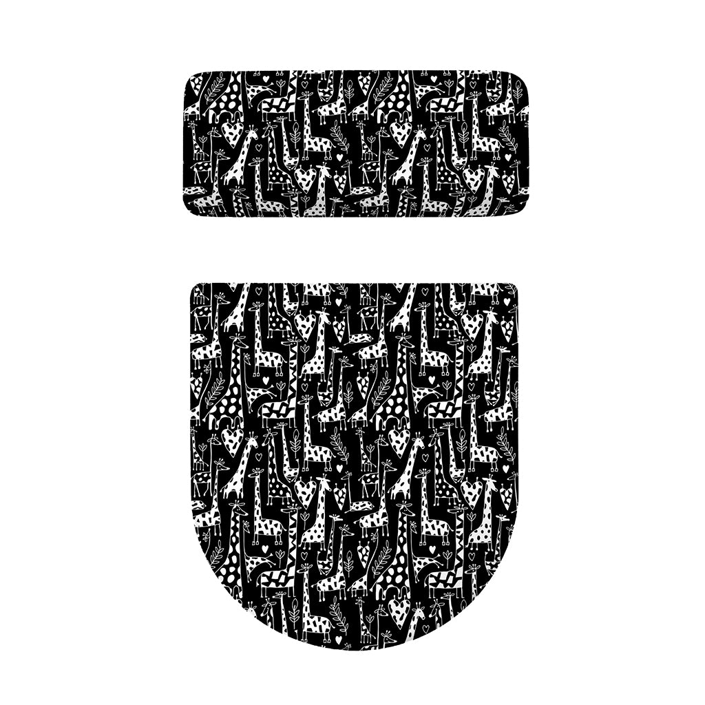 Black And White Cartoon Giraffe Print Toilet Lid And Tank Cover Set