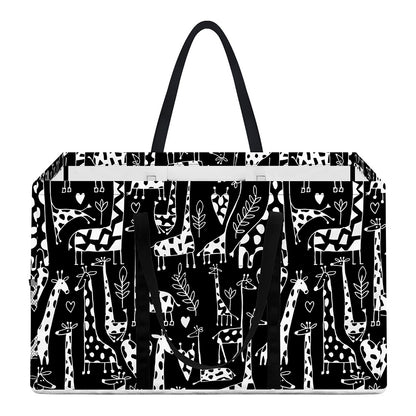 Black And White Cartoon Giraffe Print Utility Tote Bag