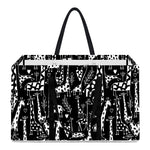 Black And White Cartoon Giraffe Print Utility Tote Bag