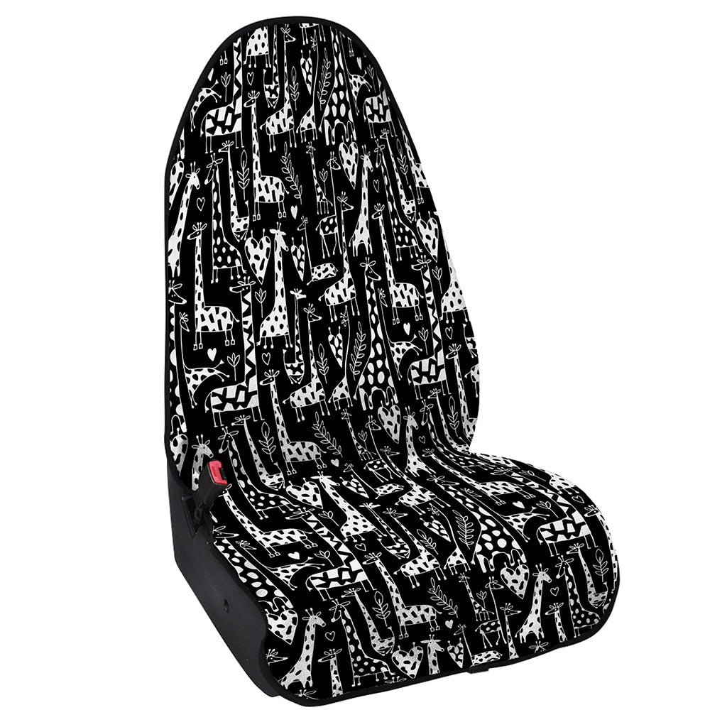 Black And White Cartoon Giraffe Print Waterproof Car Seat Cover