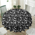 Black And White Cartoon Giraffe Print Waterproof Round Tablecloth
