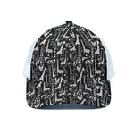 Black And White Cartoon Giraffe Print White Mesh Trucker Cap