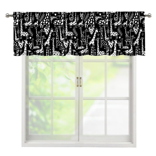 Black And White Cartoon Giraffe Print Window Valance