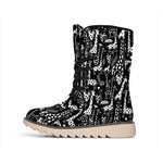 Black And White Cartoon Giraffe Print Winter Boots
