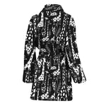 Black And White Cartoon Giraffe Print Women's Bathrobe