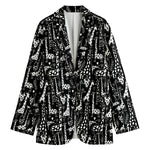 Black And White Cartoon Giraffe Print Women's Blazer