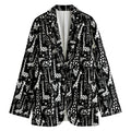 Black And White Cartoon Giraffe Print Women's Cotton Blazer