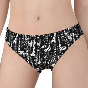 Black And White Cartoon Giraffe Print Women's Panties