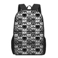 Black And White Cassette Tape Print 17 Inch Backpack