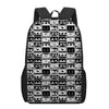 Black And White Cassette Tape Print 17 Inch Backpack