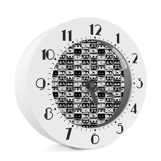 Black And White Cassette Tape Print Alarm Clock
