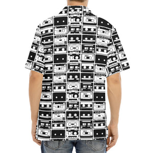 Black And White Cassette Tape Print Aloha Shirt