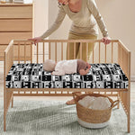 Black And White Cassette Tape Print Baby Crib Sheet