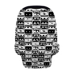 Black And White Cassette Tape Print Baby Seat Cover