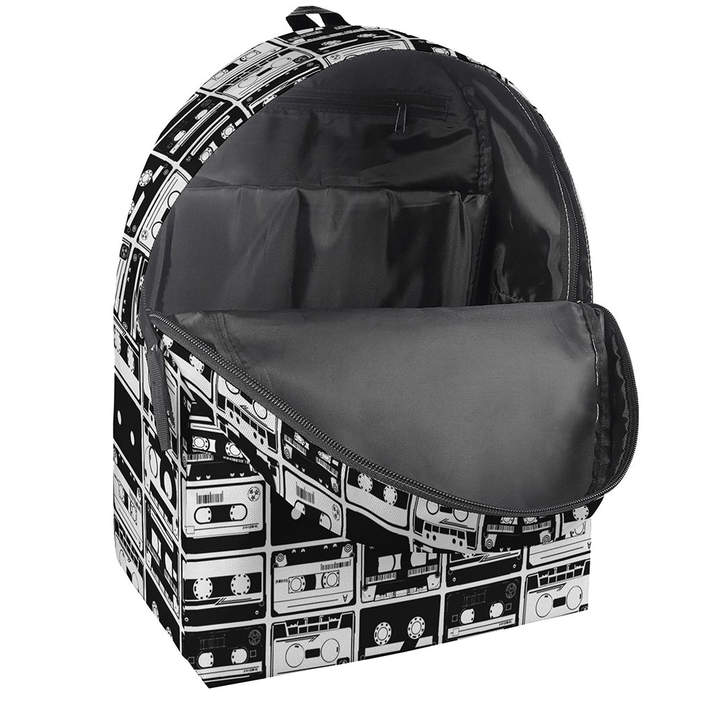 Black And White Cassette Tape Print Backpack