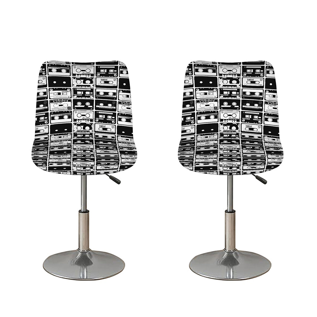 Black And White Cassette Tape Print Bar Stool Covers