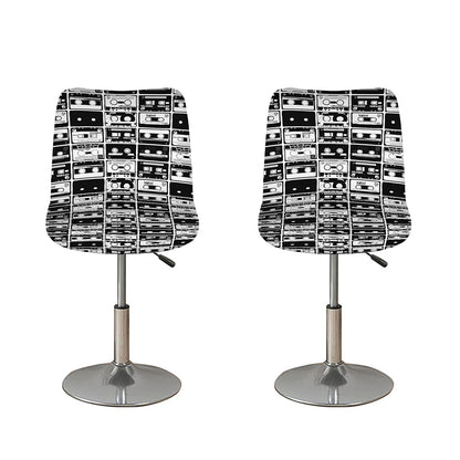 Black And White Cassette Tape Print Bar Stool Covers