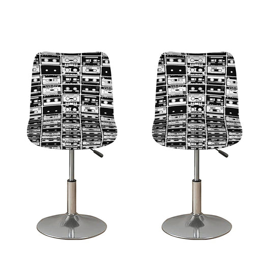 Black And White Cassette Tape Print Bar Stool Covers