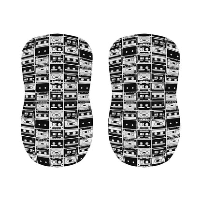 Black And White Cassette Tape Print Bar Stool Covers