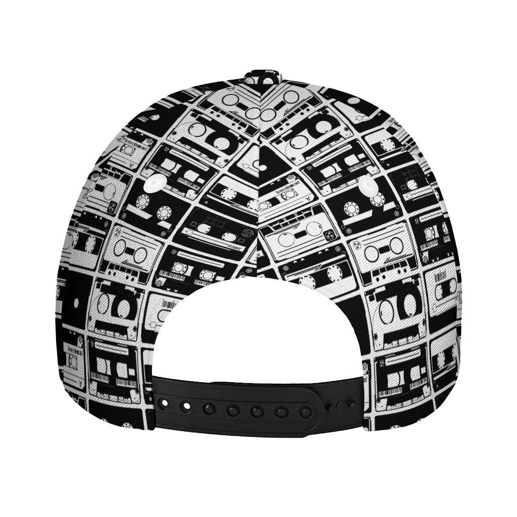 Black And White Cassette Tape Print Baseball Cap