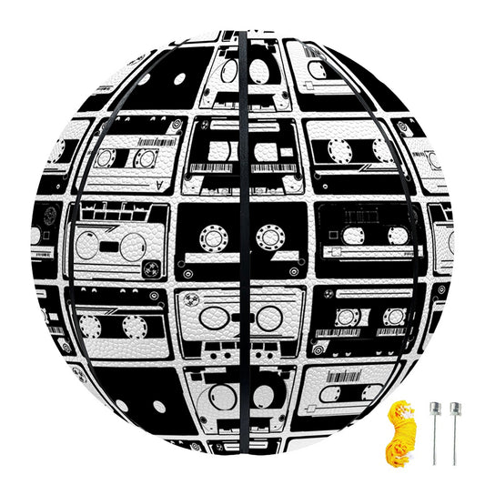 Black And White Cassette Tape Print Basketball