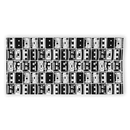Black And White Cassette Tape Print Beach Towel