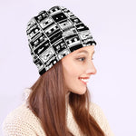 Black And White Cassette Tape Print Beanie