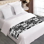 Black And White Cassette Tape Print Bed Runner