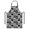 Black And White Cassette Tape Print Bib Apron With Pocket