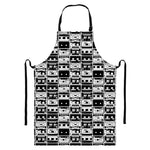 Black And White Cassette Tape Print Bib Apron With Pocket