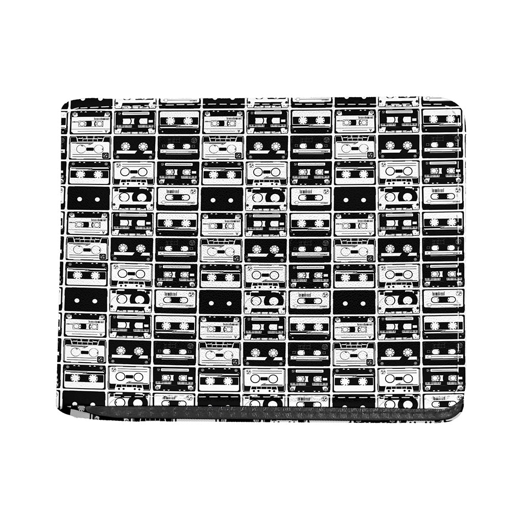 Black And White Cassette Tape Print Bifold Wallet