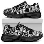 Black And White Cassette Tape Print Black Chunky Shoes