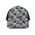 Black And White Cassette Tape Print Black Mesh Trucker Hat