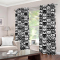 Black And White Cassette Tape Print Dimout Grommet Curtains