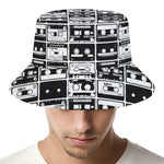 Black And White Cassette Tape Print Bucket Hat