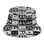 Black And White Cassette Tape Print Bucket Hat