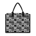 Black And White Cassette Tape Print Canvas Tote Bag