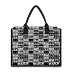 Black And White Cassette Tape Print Canvas Tote Bag