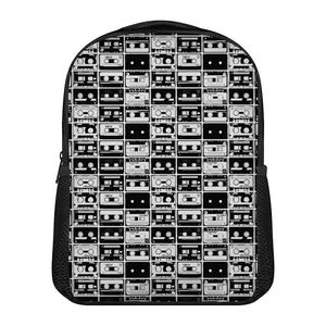 Black And White Cassette Tape Print Casual Backpack