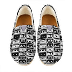 Black And White Cassette Tape Print Casual Shoes