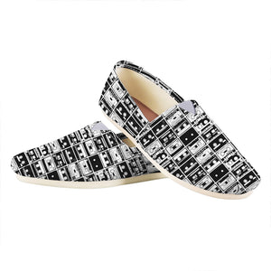 Black And White Cassette Tape Print Casual Shoes