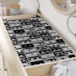 Black And White Cassette Tape Print Changing Pad Cover