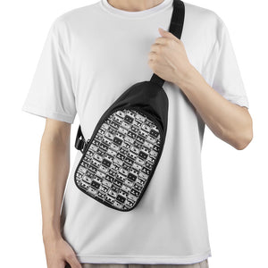 Black And White Cassette Tape Print Chest Bag