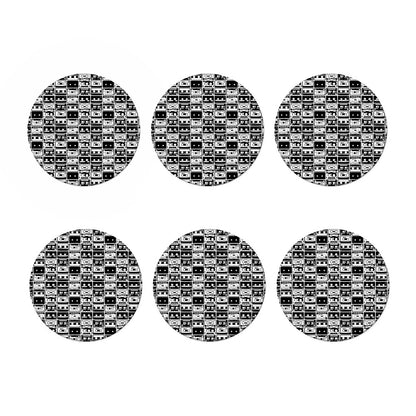 Black And White Cassette Tape Print Coaster Set