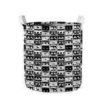 Black And White Cassette Tape Print Collapsible Laundry Basket