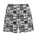 Black And White Cassette Tape Print Cotton Shorts