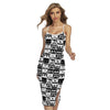 Black And White Cassette Tape Print Cross Back Cami Dress