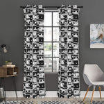 Black And White Cassette Tape Print Curtain