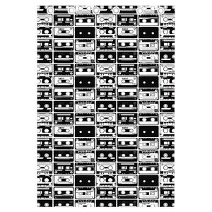 Black And White Cassette Tape Print Curtain